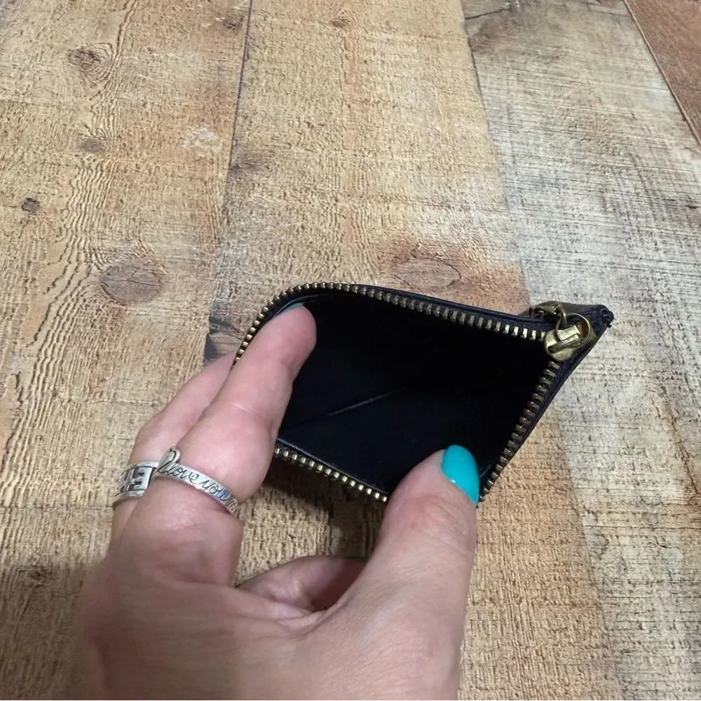 Coach Rare Black Leather Vintage Skinny Zip Pouch Case Bag Wallet